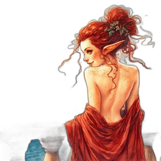 dress, jewelry, hair, fantasy art, concept art, watercolor, comic book art, underwater transparent PNG cut-out