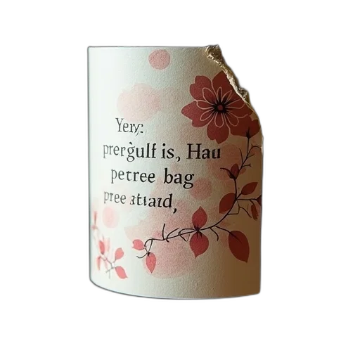 bottle, close-up, wine, label, featuring, floral, design, quote transparent PNG cut-out