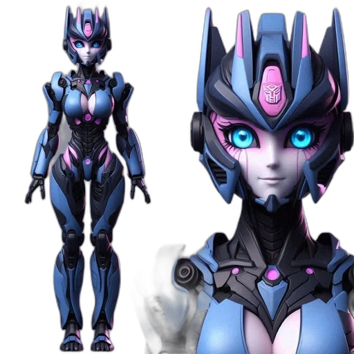 robot, concept art, 3d render, cyberpunk, fantasy art, blue, detailed, 3-d transparent PNG cut-out
