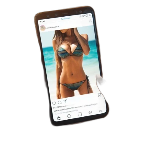 robot, beach, close-up, hands, holding, device, displaying, instagram transparent PNG cut-out