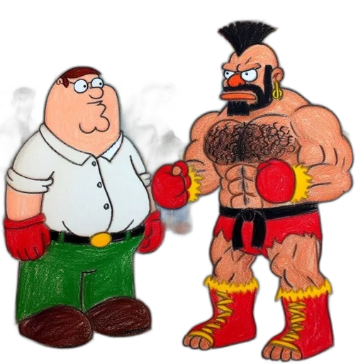 concept art, cartoon, comic book art, 3d render, peter, griffin, homer, simpson transparent PNG cut-out