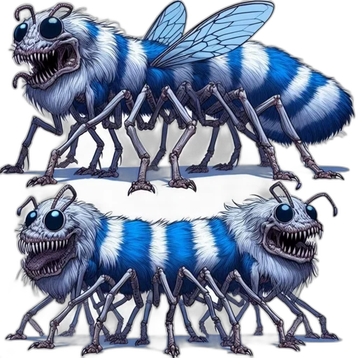 creature, animal, concept art, 3d render, fantasy art, photorealistic, blue, two transparent PNG cut-out