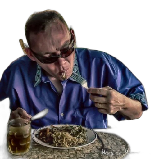 food, jacket, animal, creature, photorealistic, man, blue, shirt transparent PNG cut-out