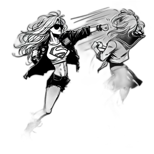 jacket, weapon, hair, comic book art, concept art, cartoon, pencil sketch, monochrome transparent PNG cut-out