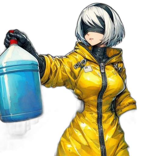 bottle, jacket, dress, weapon, concept art, cyberpunk, watercolor, comic book art transparent PNG cut-out