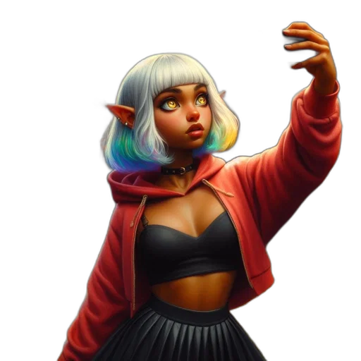 jacket, face, staff, hair, concept art, fantasy art, cyberpunk, comic book art transparent PNG cut-out