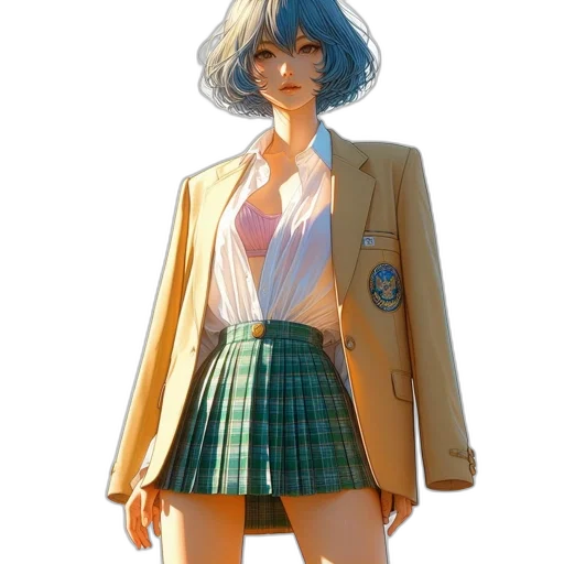 jacket, dress, staff, robot, concept art, anime, pixel art, photorealistic transparent PNG cut-out
