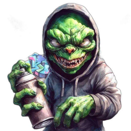 bottle, creature, concept art, pixel art, fantasy art, comic book art, anthropomorphic, green transparent PNG cut-out