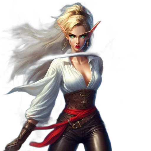 staff, fantasy art, concept art, comic book art, photorealistic, elven, woman, blonde transparent PNG cut-out