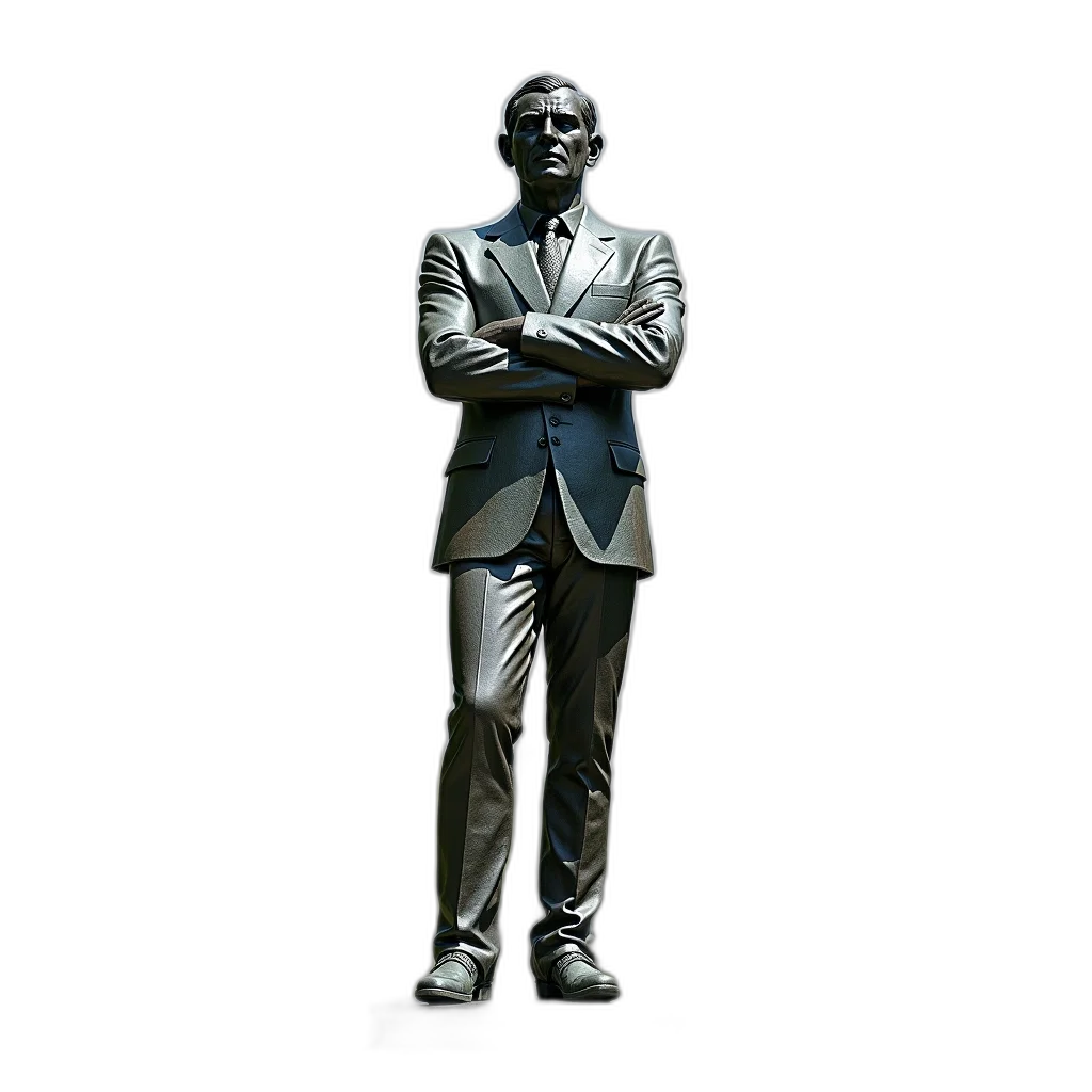 staff, 3d render, photorealistic, concept art, pixel art, bronze, statue, man transparent PNG cut-out