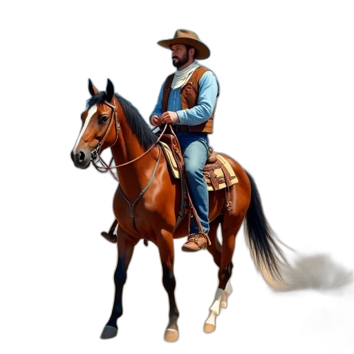 staff, animal, concept art, fantasy art, pixel art, photorealistic, painting, cowboy transparent PNG cut-out