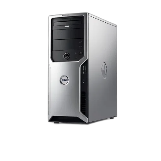 robot, 3d render, sleek, silver, desktop, computer, tower, black transparent PNG cut-out