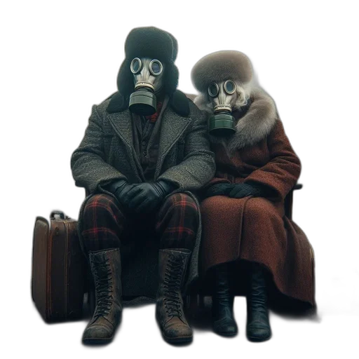 mask, jacket, hat, concept art, snow, two, individuals, thick transparent PNG cut-out