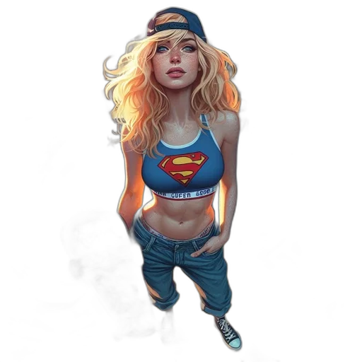 comic book art, concept art, fantasy art, pixel art, neon, colorful, young, woman transparent PNG cut-out