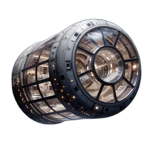 jewelry, crown, 3d render, cyberpunk, elaborate, cylindrical, space, station transparent PNG cut-out