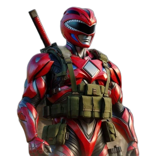 weapon, robot, concept art, 3d render, comic book art, red, individual, armored transparent PNG cut-out