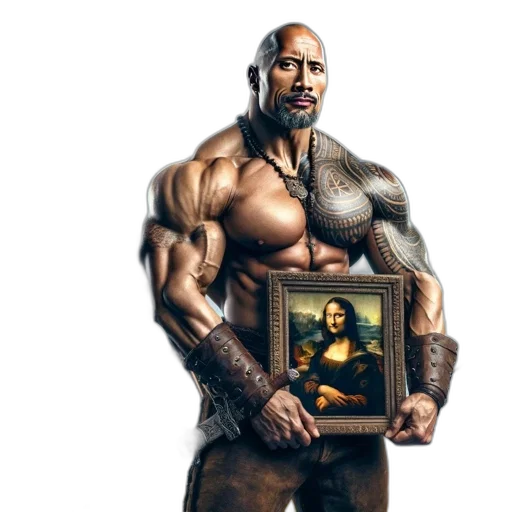animal, weapon, photorealistic, oil painting, concept art, fantasy art, muscular, tattooed transparent PNG cut-out