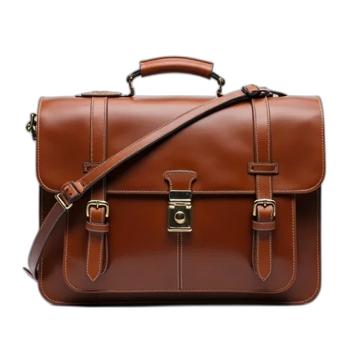 earth tones, brown, leather, briefcase, strap, two, metal, clasps transparent PNG cut-out