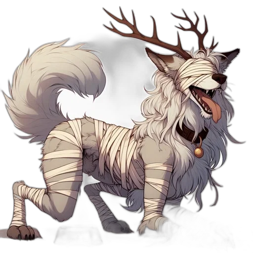 creature, staff, animal, concept art, fantasy art, watercolor, pixel art, earth tones transparent PNG cut-out