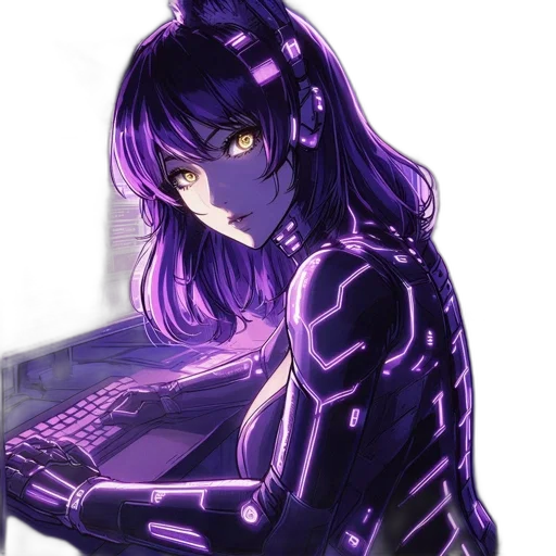 robot, jacket, weapon, creature, cyberpunk, vaporwave, anime, pixel art transparent PNG cut-out