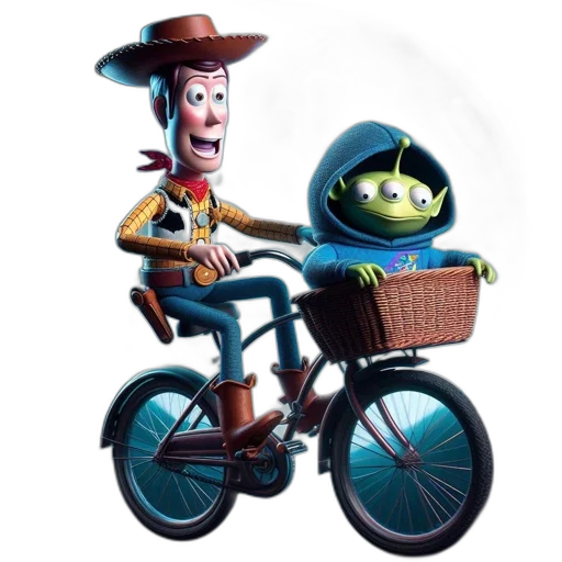 concept art, 3d render, photorealistic, outer space, city street, two, characters, cowboy transparent PNG cut-out