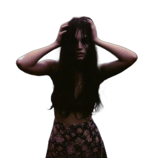 dress, hair, mask, creature, photorealistic, dark, young, woman transparent PNG cut-out