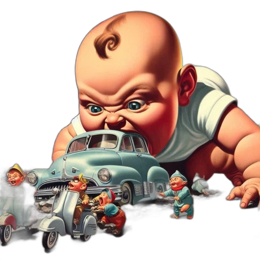 car, concept art, photorealistic, 3d render, immense, baby, stern, visage transparent PNG cut-out