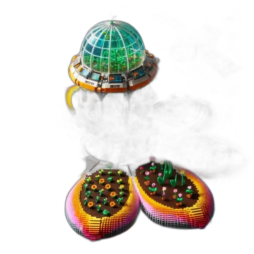 hat, concept art, 3d render, outer space, cosmic, setting, futuristic, greenhouse-observatory transparent PNG cut-out