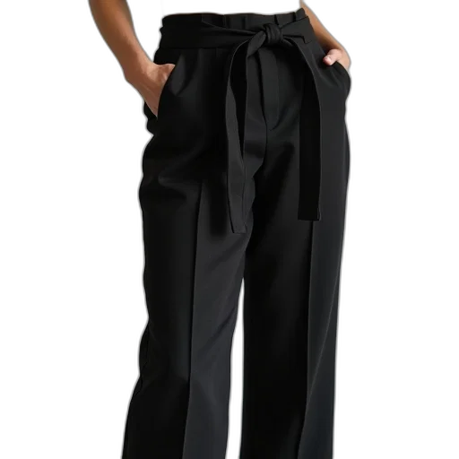 staff, dark, monochrome, black, wool, trouser, pant, fitted transparent PNG cut-out