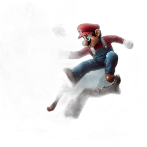 hat, concept art, 3d render, pixel art, fantasy art, fog, red, mario transparent PNG cut-out
