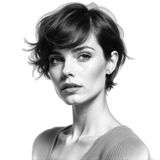 face, hair, jewelry, dress, photorealistic, pencil sketch, fantasy art, concept art transparent PNG cut-out