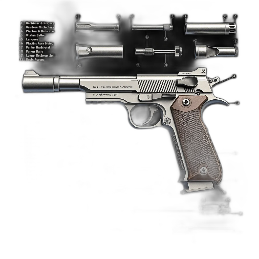 weapon, 3d render, photorealistic, concept art, detailed, illustration, gun, various transparent PNG cut-out