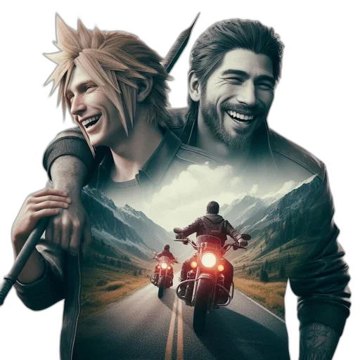 jacket, concept art, fantasy art, pixel art, comic book art, two, male, figures transparent PNG cut-out