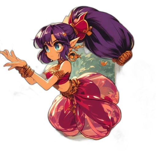 staff, dress, jewelry, dragon, concept art, fantasy art, pixel art, anime transparent PNG cut-out