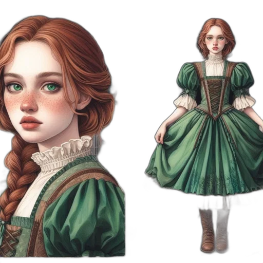 dress, fantasy art, concept art, photorealistic, 3d render, green, earth tones, dark transparent PNG cut-out