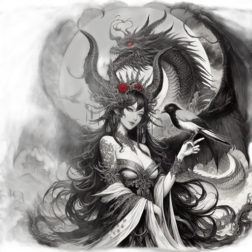 dragon, fantasy art, concept art, anime, comic book art, fire, fog, monochrome transparent PNG cut-out