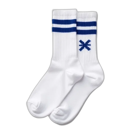 pair, white, socks, blue, stripes, top, logo, right transparent PNG cut-out