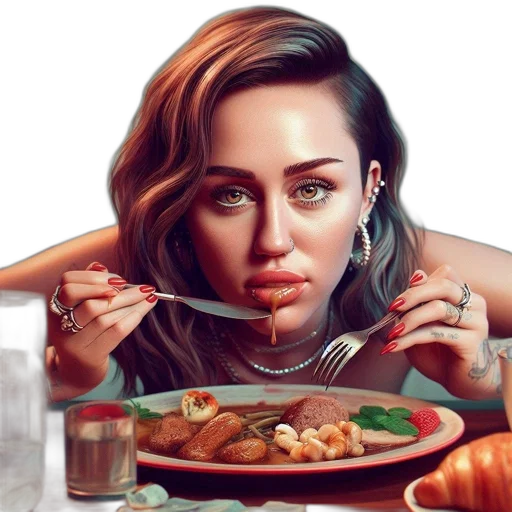 food, face, jewelry, photorealistic, concept art, comic book art, oil painting, neon lights transparent PNG cut-out