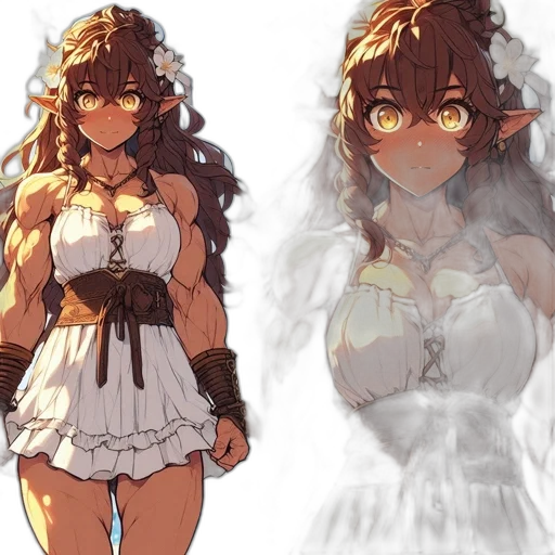 dress, concept art, fantasy art, anime, pixel art, monochrome, dark, earth tones transparent PNG cut-out