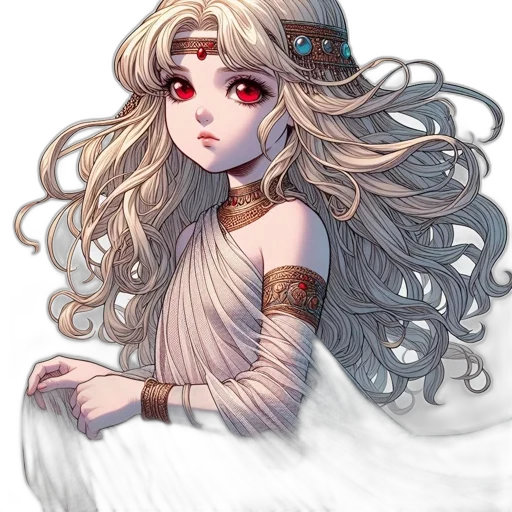 dress, crown, hair, creature, fantasy art, pixel art, anime, watercolor transparent PNG cut-out