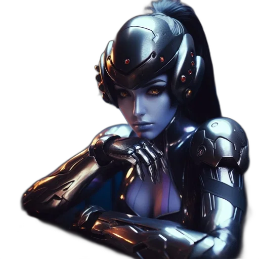 robot, face, jewelry, cyberpunk, concept art, fantasy art, comic book art, blue transparent PNG cut-out