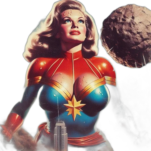 comic book art, concept art, fantasy art, outer space, woman, dressed, captain, marvel transparent PNG cut-out
