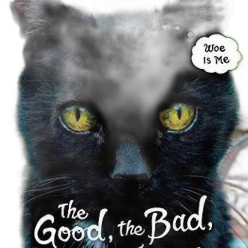 black, cat, yellow, eyes, stares, intently, text, good transparent PNG cut-out