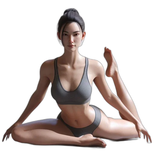 photorealistic, concept art, 3d render, fantasy art, woman, performs, seated, yoga transparent PNG cut-out