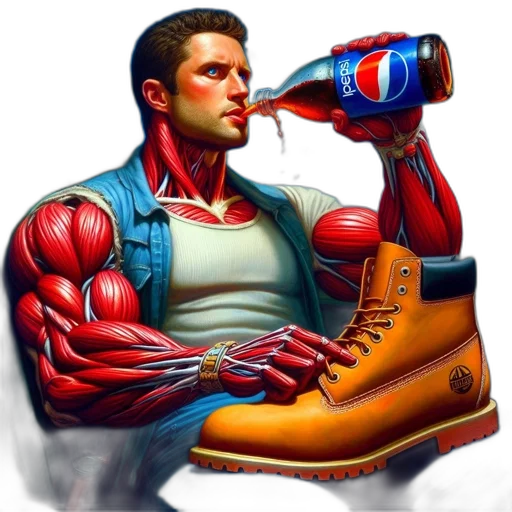 bottle, robot, food, comic book art, concept art, photorealistic, cyberpunk, muscular transparent PNG cut-out