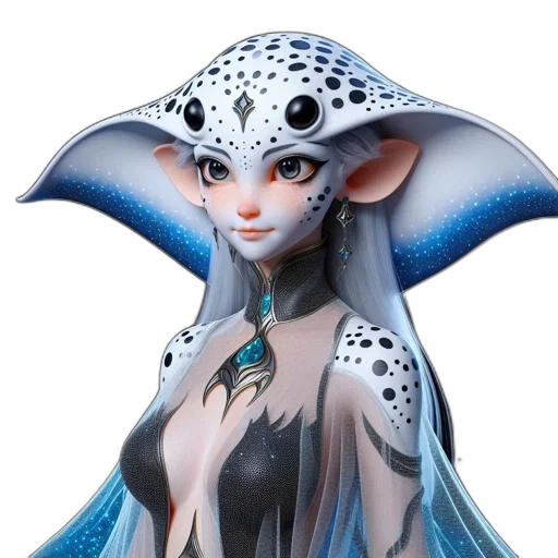 fantasy art, concept art, 3d render, photorealistic, fantastical, character, spotted, mask-like transparent PNG cut-out