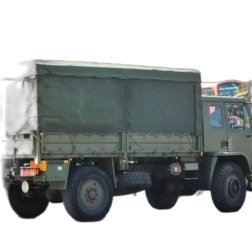 3d render, photorealistic, concept art, green, military, truck, parked, street transparent PNG cut-out