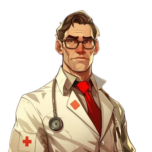 staff, jacket, concept art, comic book art, pixel art, cartoon, red, stylized transparent PNG cut-out