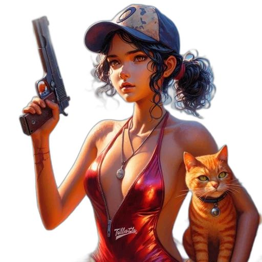 weapon, animal, concept art, comic book art, pixel art, fantasy art, red, woman transparent PNG cut-out