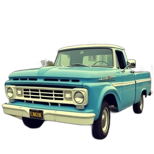 car, photorealistic, 3d render, concept art, pixel art, vintage, blue, ford transparent PNG cut-out